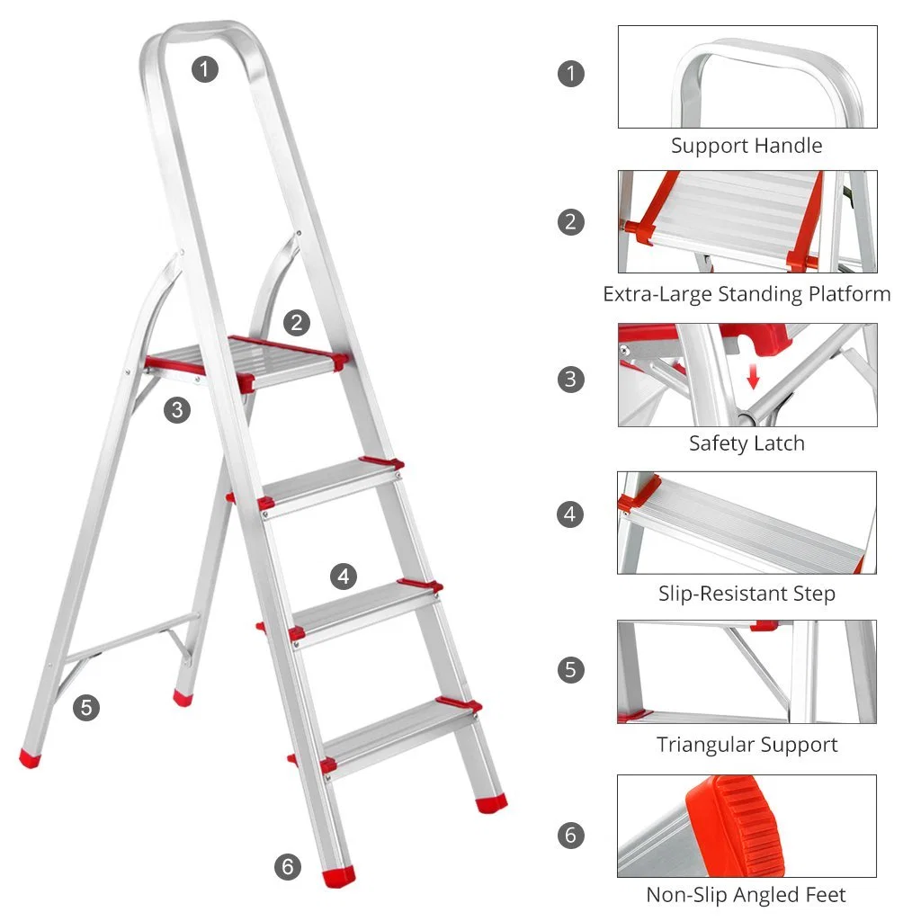 Industrial Ladders, Folding and Moveable Type and Folding Ladders Feature Aluminium Step Ladder