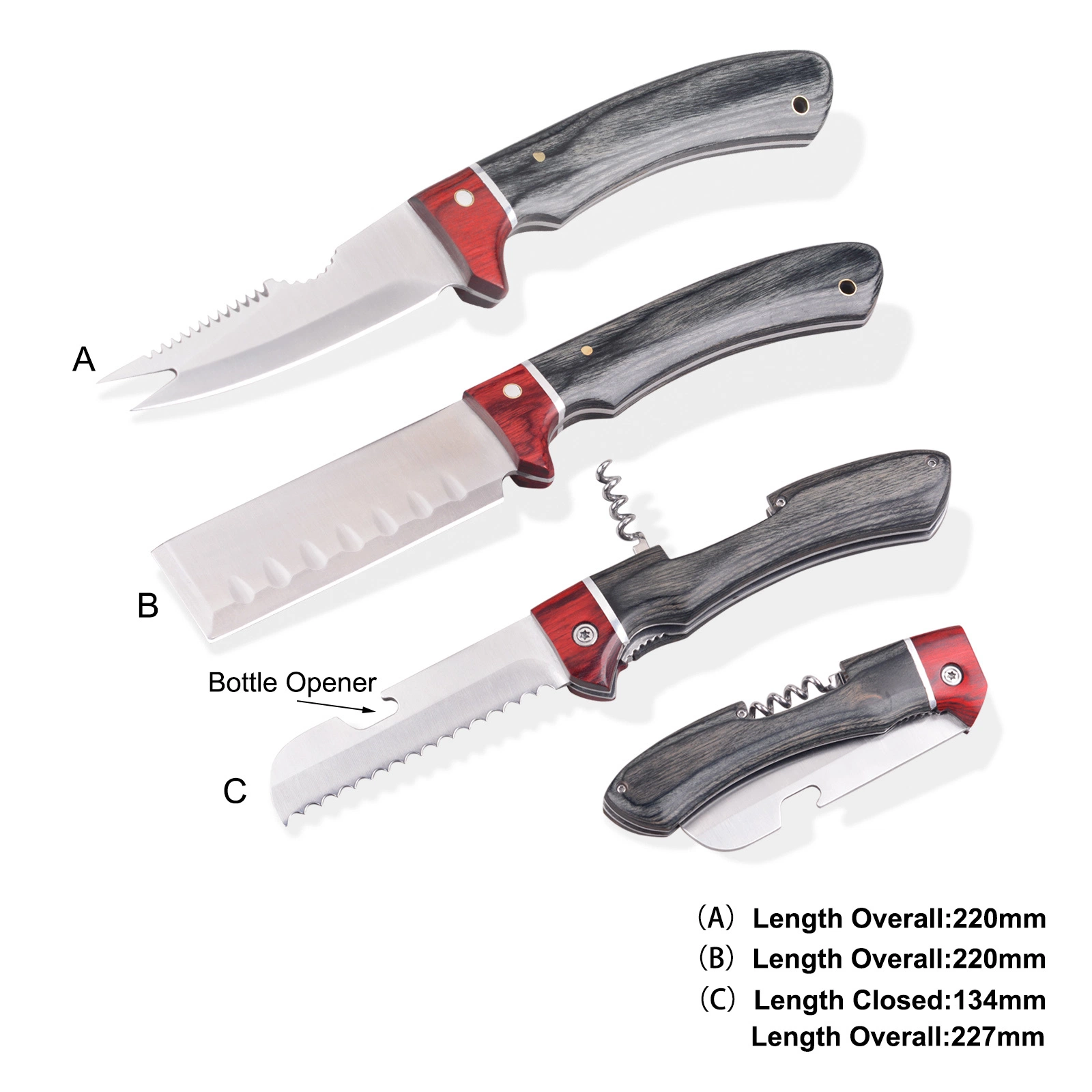 Knife Tool Set with Color Wood Handle (#31158-3)