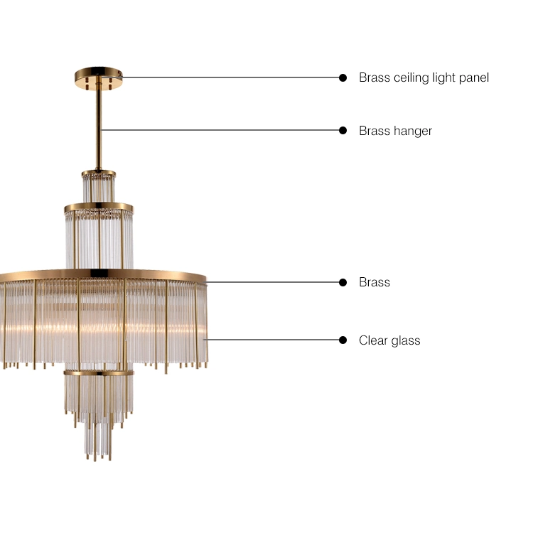 Tikanna New 2021 Modern Clear Crystal Glass Brass Round Pendant Chandelier Lamp for Home Decoration