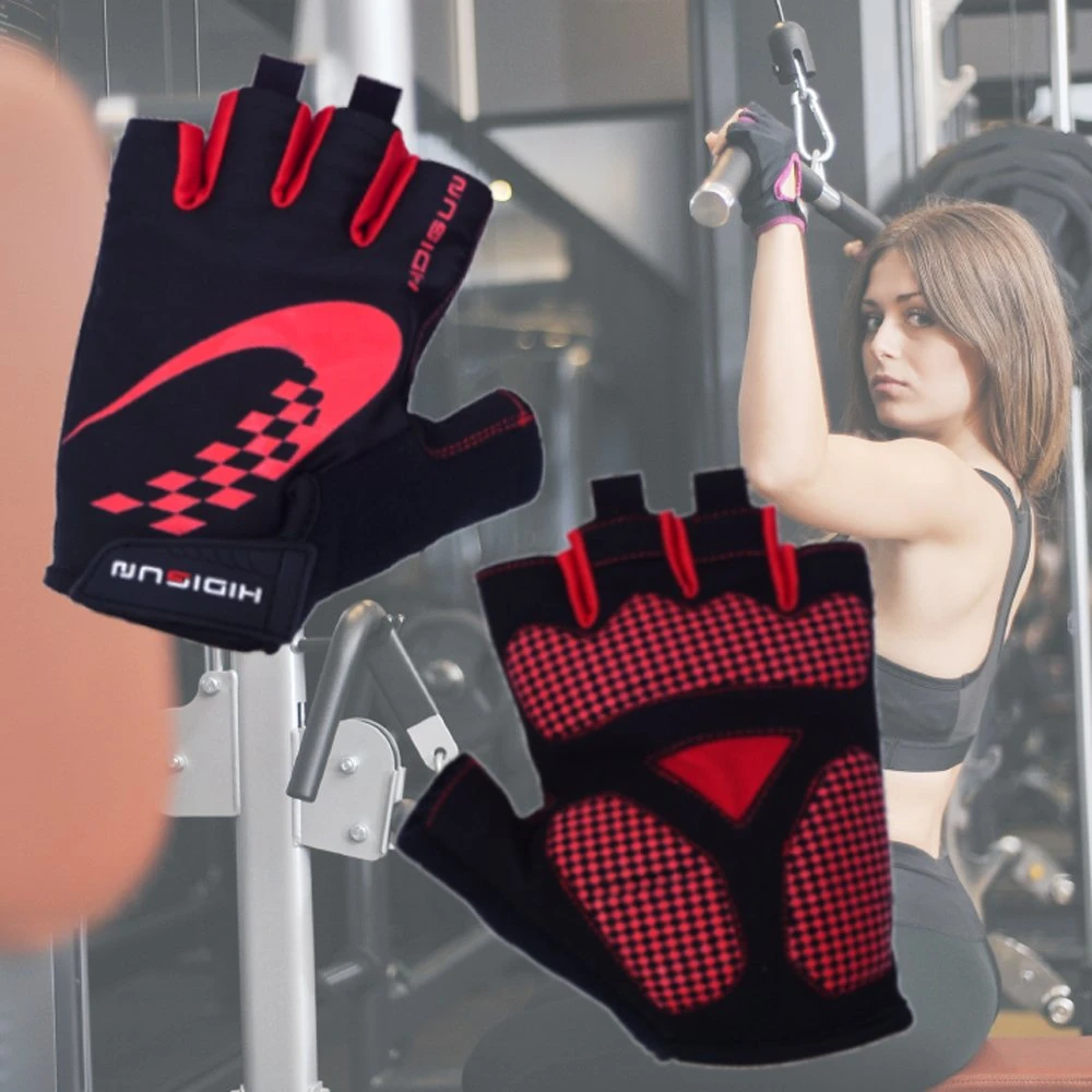 Gants de sport de fitness Gants de vélo de cyclisme Gants de gymnastique à demi-doigts antidérapants Gants d'exercice en salle avec rembourrage en SBR.