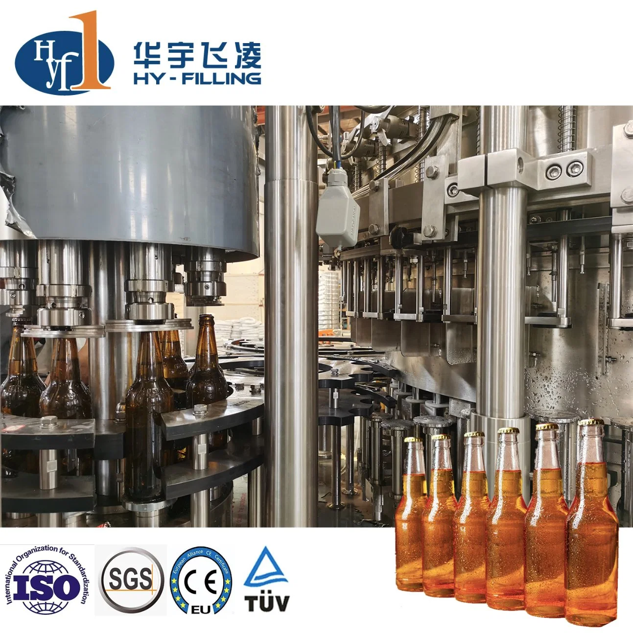 Factory Direct Supply Automatic Glass Bottle Beer Beverage Drinks Washing Rinsing Filling and Capping Production Line Machine