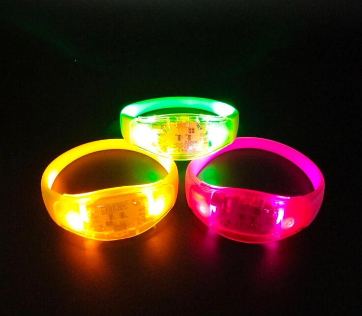 Concert Party Used Sound Activity Silicone LED Bracelet with on/off Button