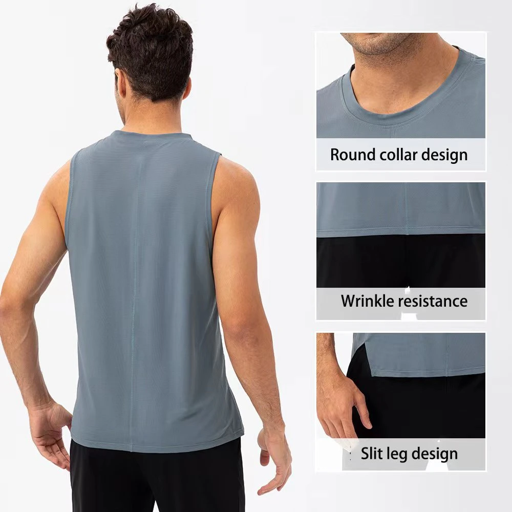 Men Sleeveless Sports Wear Gym Vest Fast Drying Top Activewear Cooling Tank Top