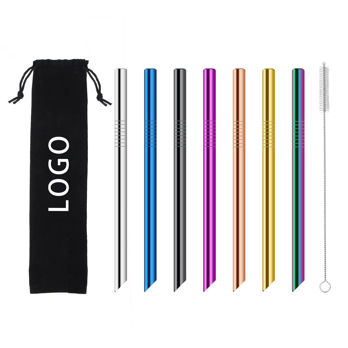 Reusable Bevel Cut Straw, Party Beverages Straws, Portable Colorful Straw with Brush, Straight Drinking Straw, Bottle Straw, Cup Straw, Promotional Gift Straw