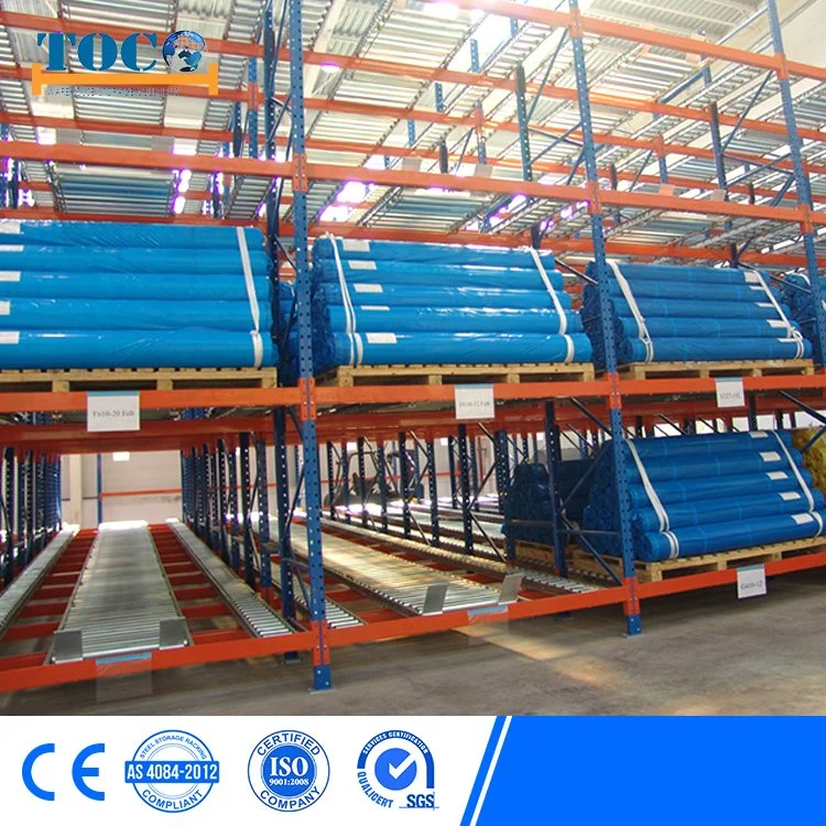 Estantería de paletas de acero metálico en forma de lágrima para estantería de lanzadera de paletas, estantería de carga pesada para exteriores, galvanizada y apilable en almacén automático de entreplantas y voladizo