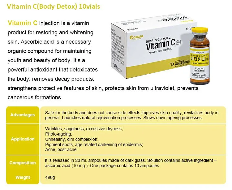 2022 Serum Vitamin C Brand Ascorbic Acid Vitamin C IV Luthione Glutathione Cindella Skin Whitening Injection High quality/High cost performance  Whitening Products CE Certification