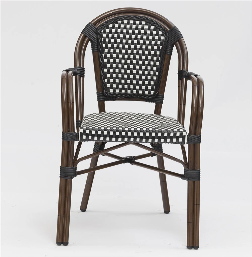 Durable Aluminum Woven Wicker Dining Chair Rattan Coffee Chair Aluminum Frame Rattan Chai