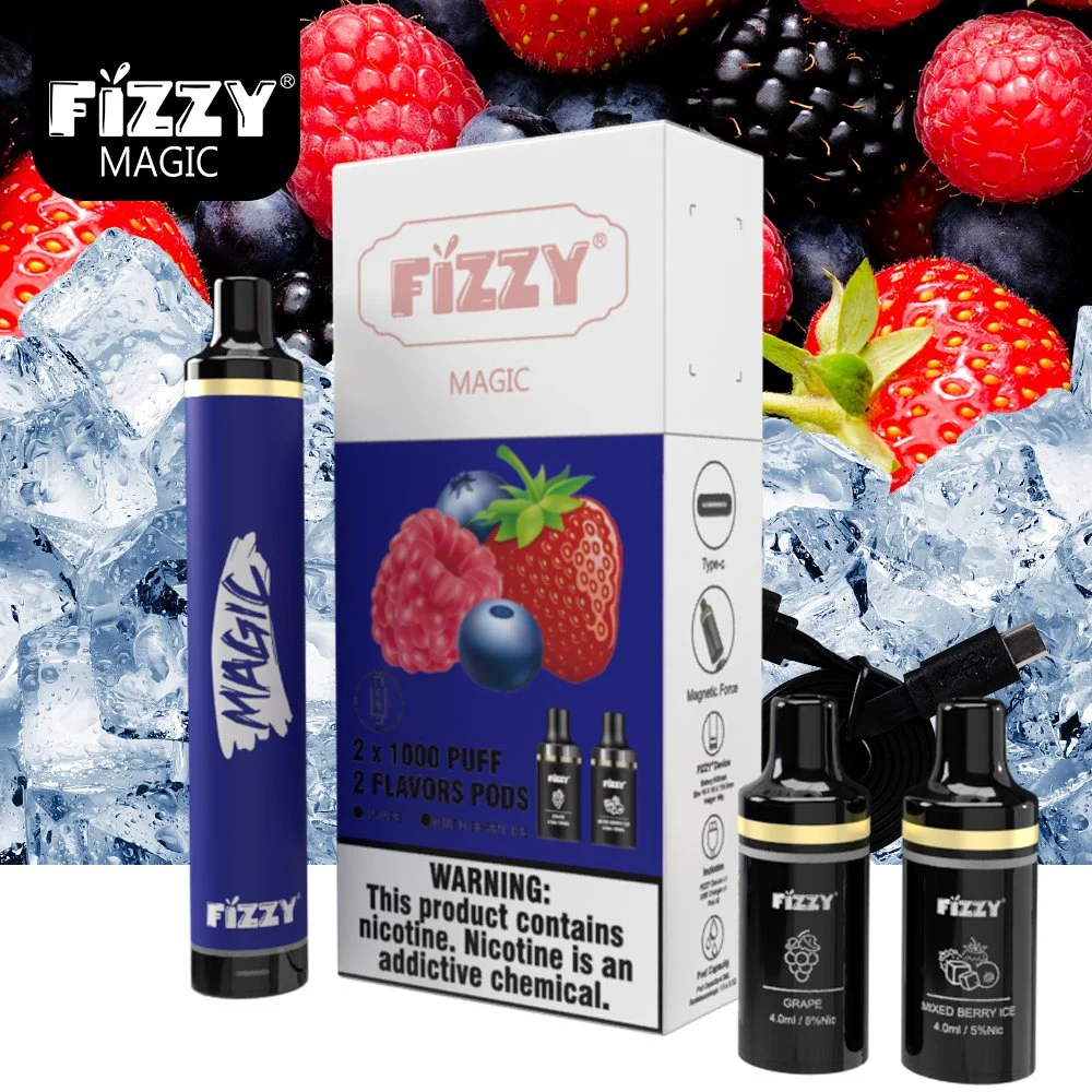 Fizzy Magic 2000 inhalations 48saveur des fruits de la cartouche de cigarettes jetables rechargeables prix d'usine Vape Pen