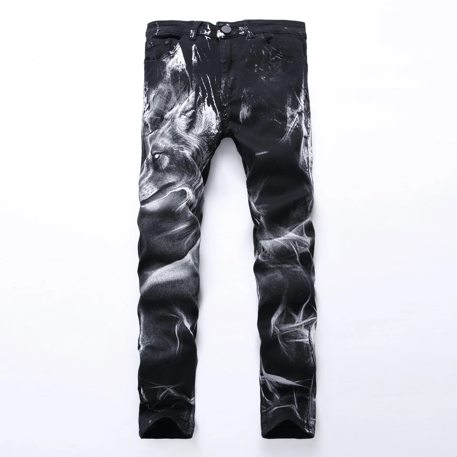 3D Impresso Jeans Stretch homens fino de moda jeans Denim