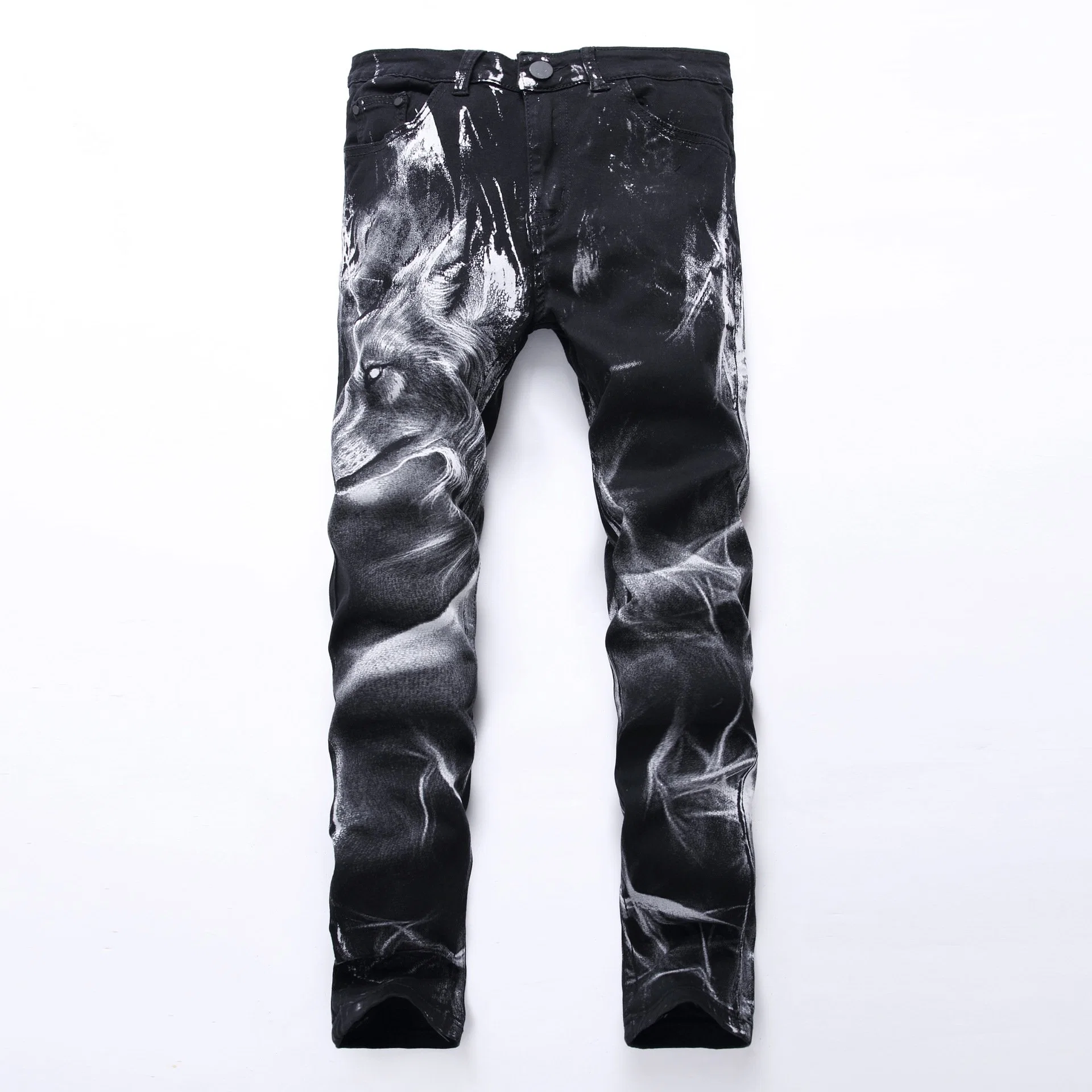 3D Printed Stretch Jeans Men's Fashion Slim Denim Jeans