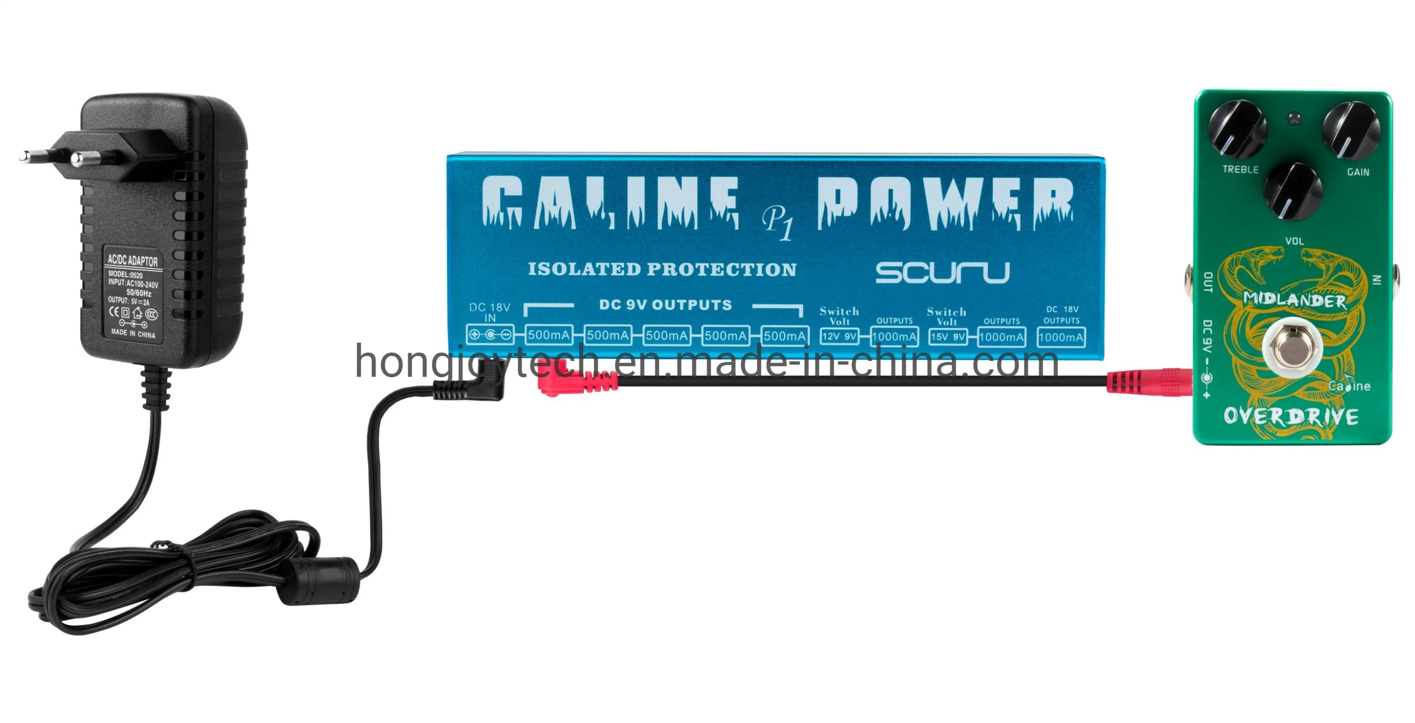Hochstrom-Gitarre Pedal Stromversorgung isoliert Schutz mit 6 Normale DC-Ausgänge und 2 schaltbare Spannung für 9V/12V/15V/18V Effekt Pedale 1000mA 500mA