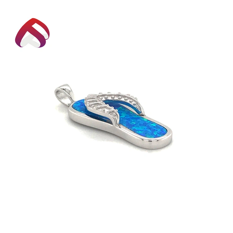 Beach Style 925 Silver Opal Jewelry Slipper Pendant Fashion Necklace Jewelry Set (PD85564)