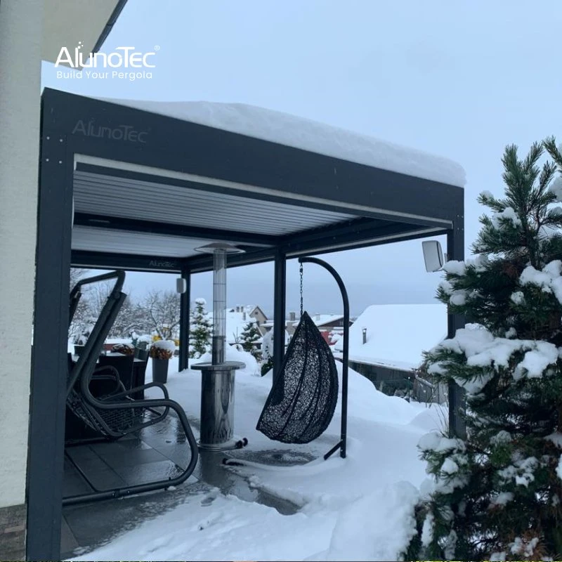 Gros système de toit à lattes de meubles électriques étanches pour espaces extérieurs motorisés, auvent de pergola de luxe résistant à la neige, tente de spa, gazebo bioclimatique en aluminium