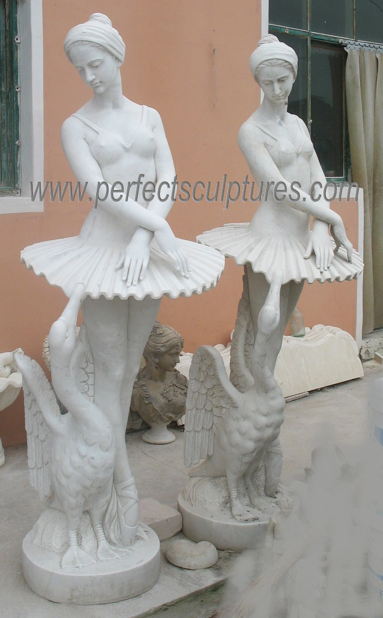 Art Sculptures Life Size White Marble Stone Ballet Dancer Statues (SY-X1852)