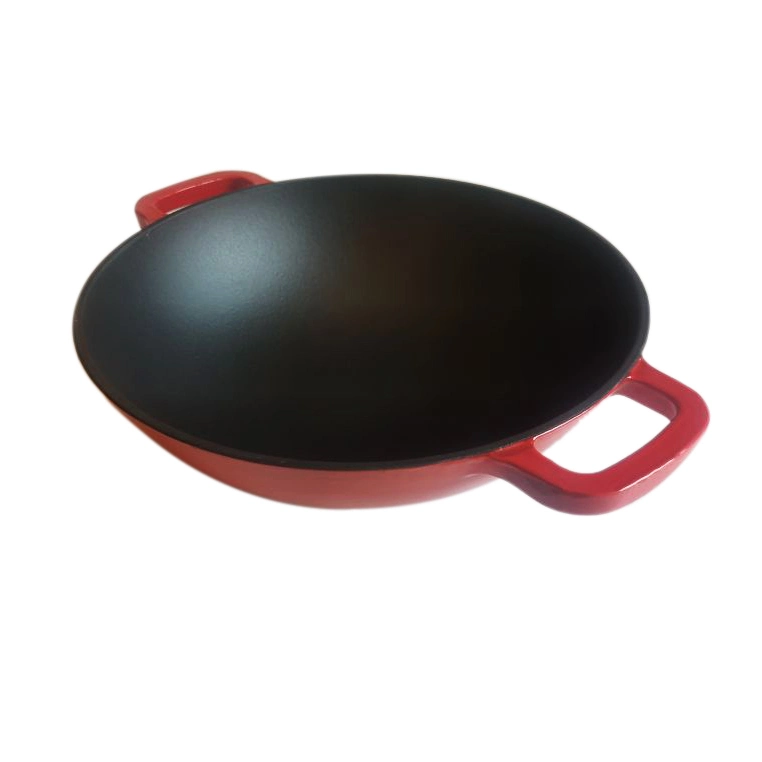 12" Both-Handle Chinese Wok 30cm Cast Iron Wok Chinese Cast Iron Cookware Fry and Saute Wok