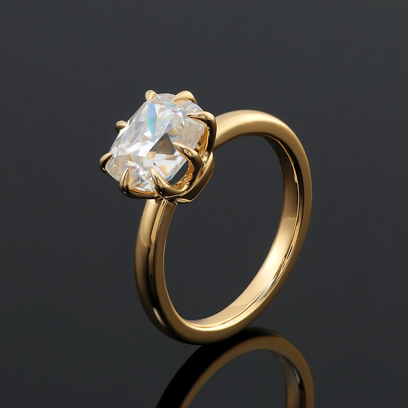 Provence Jewelry 10K Yellow Gold Rings High quality/High cost performance Cushion Cut Moissanite Ring 8 Claw Setting Stone Classic Style Fine Jewelry