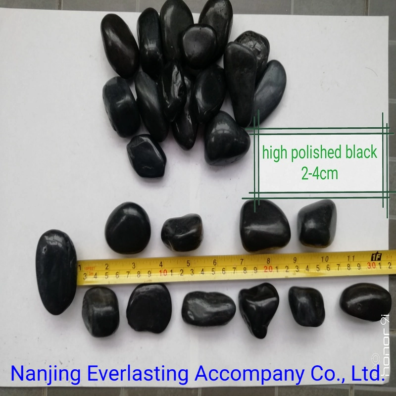 Pure Black Polished Pebble Stone Landscaping River Rock for Garden Decoration