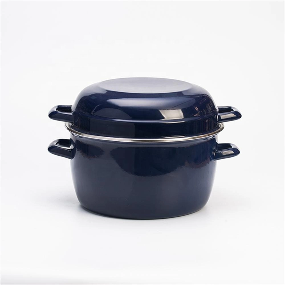 High Quality Color Coating Customized Enamel Carbon Steel Cookware Mussel Pot for Europe Market