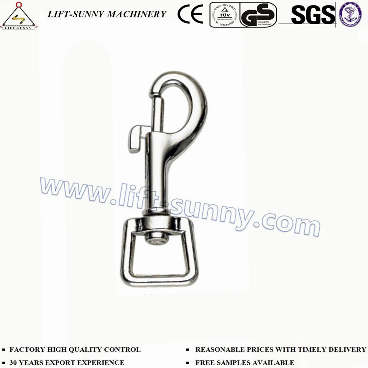 13 مم * 52 مم مربع الرأس Zinc Die Cast Swivel Snap الخطاف