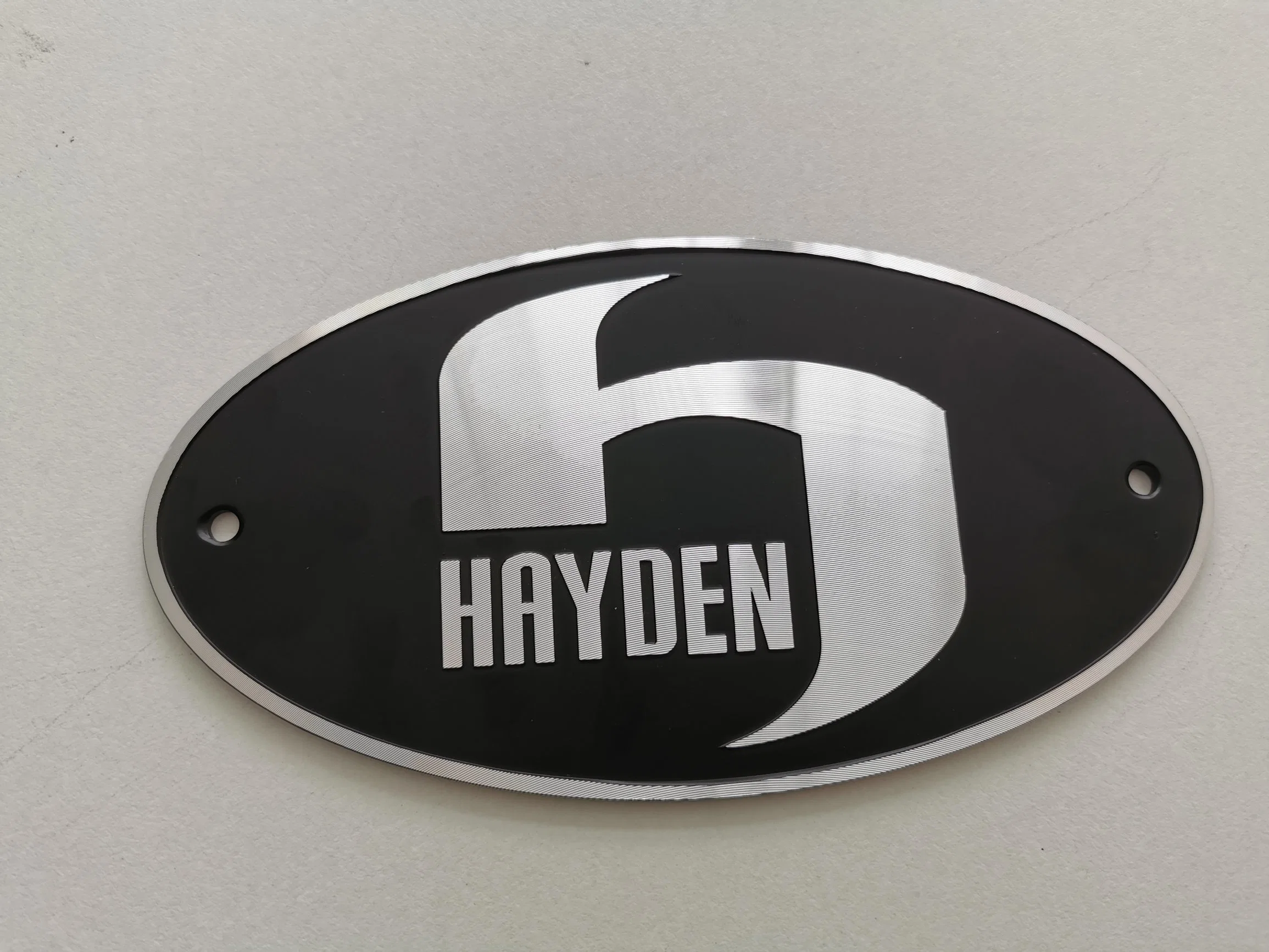 Custom Metal Name Plates Black Etched Oval Matte Coating Nameplate with Holes