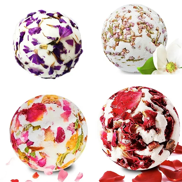 Vegan Organic Hemp Cbdd Bath Bomb Fizzes Petal Lavender Rose Dried Flower Bath Bomb Set for Women SPA Gift Set