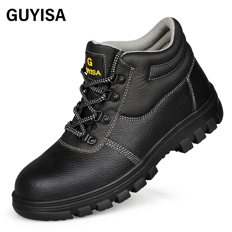 Botas de seguridad de la marca Guyisa Non-Slip Wear-Resistant profesional de suela de goma antiestático S3 parte superior de cuero impermeables Botas de seguridad