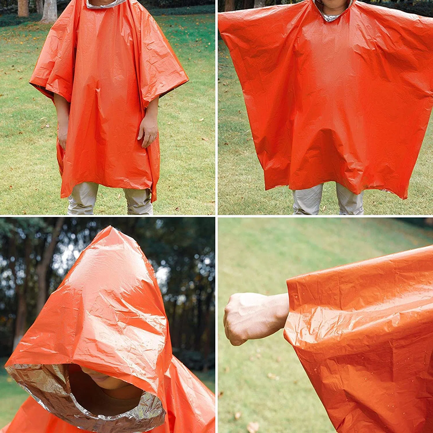 Reusable Outdoor Emergency Blanket First Aid Blanket Rain Poncho Hybrid Survival Gear