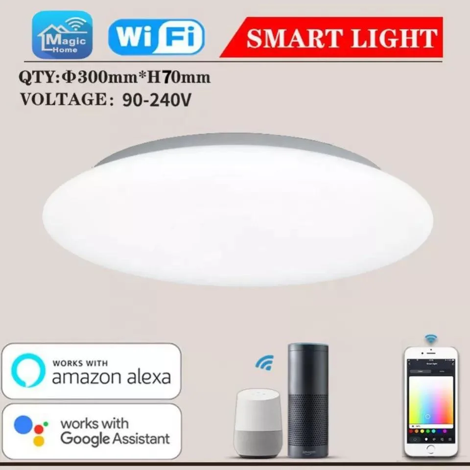 Home Smart Tuya WiFi Amazon Alexa Voice Control Modern LED Ceiling Light Intelligent Dimmable CCT Decorative Ceiling Lamp