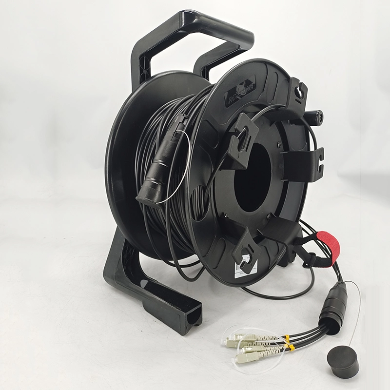 Tactical Portable Field Deployable Fiber Optic Cable Drum with LC Sc Connector