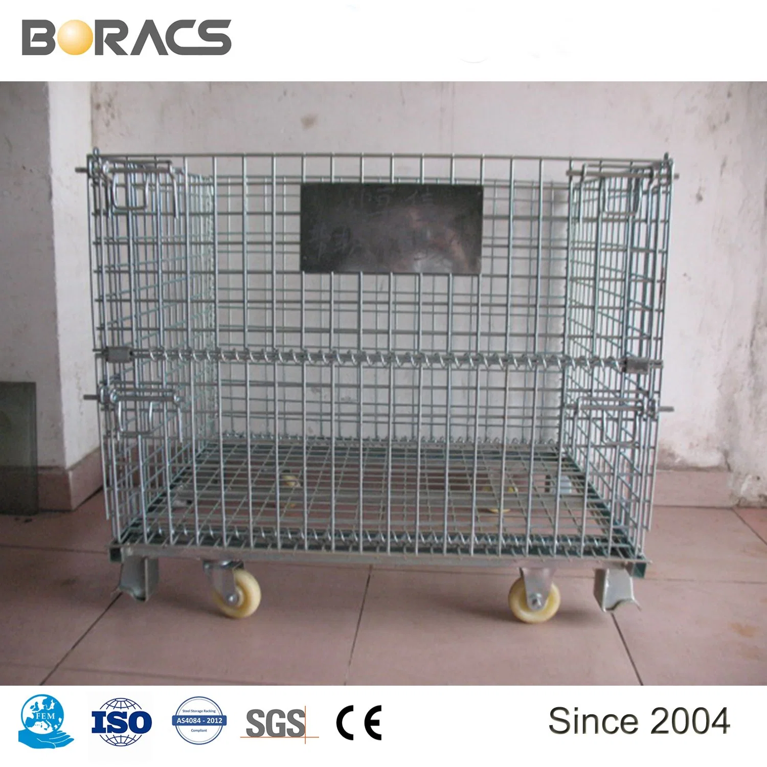 High Capacity Rigid Foldable Lockable Welded Stackable Collapsible Metal Steel Wire Mesh Storage Containers