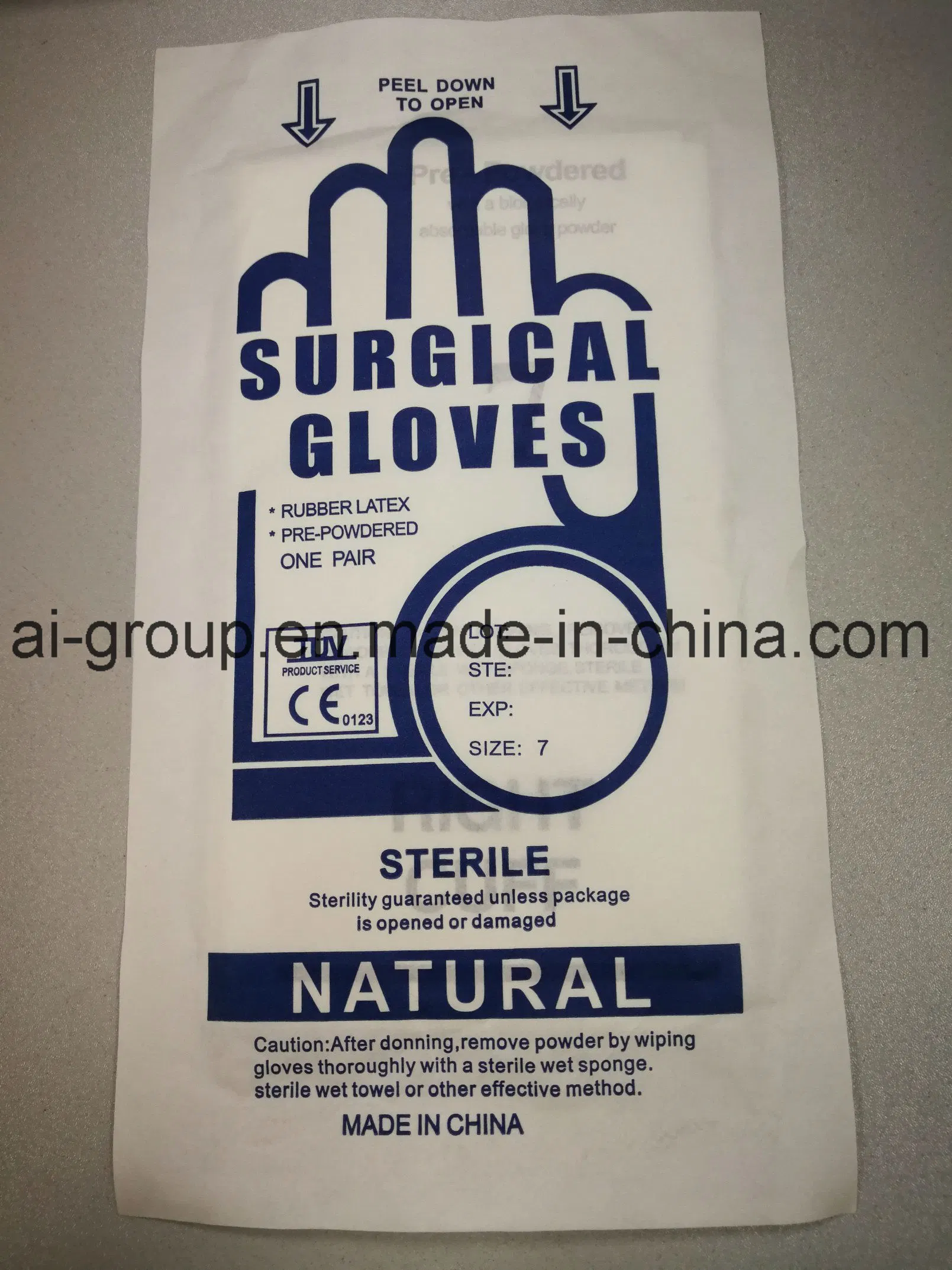 Disposable Natural Rubber Powder or Powder Free Surgical Gloves