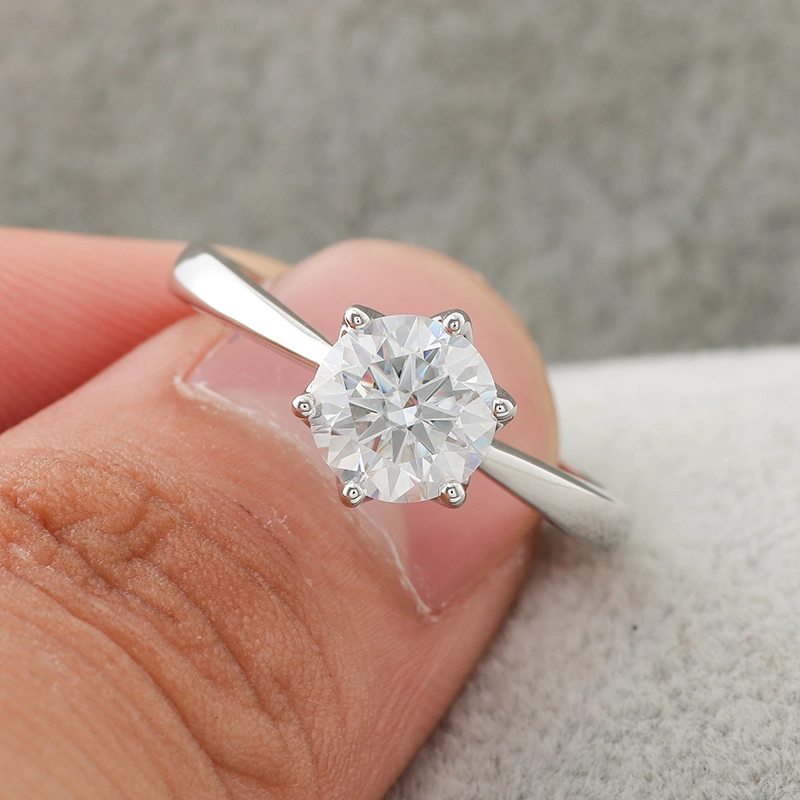 8 mm de H&amp;une épaisse couche de flèches dans six Super basse Prong Tulip Paramètre Solitaire or blanc 10K de l'engagement des femmes bague en diamant