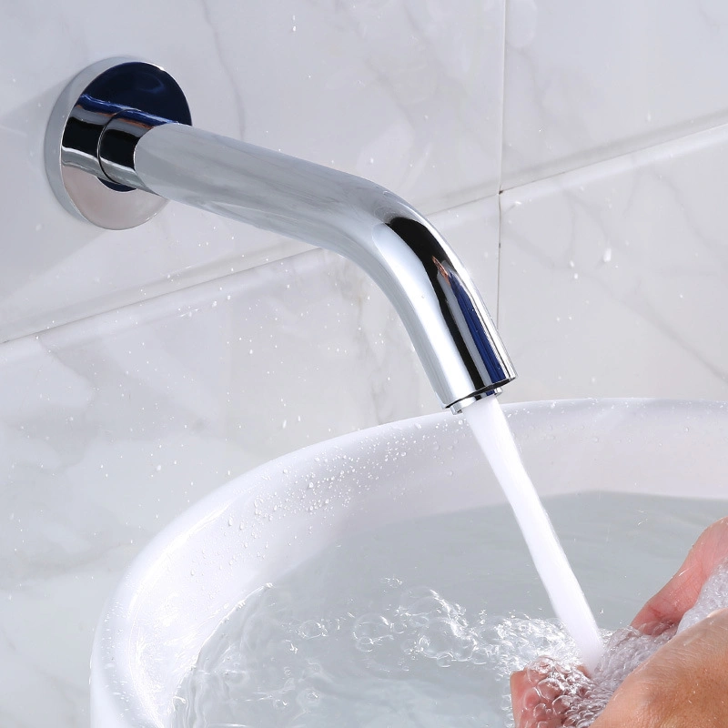 Venta caliente del grifo de la cuenca del Sensor con montaje en pared ocultos de agua fría caliente baño Sensor automático Mezclador de toque de ahorro de agua del grifo gratis