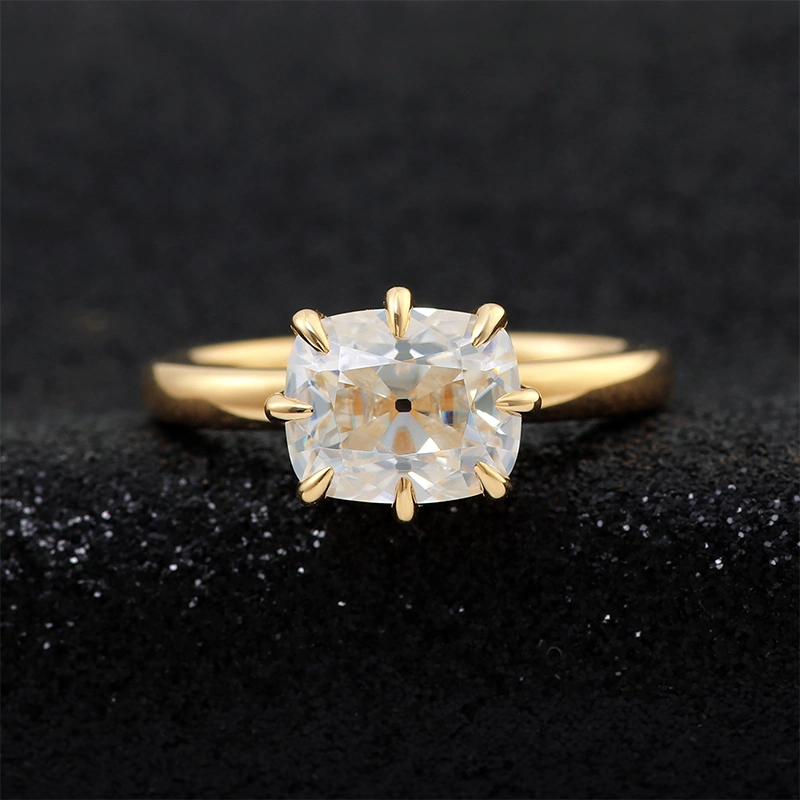 Provence Jewelry 10K Yellow Gold Rings High quality/High cost performance Cushion Cut Moissanite Ring 8 Claw Setting Stone Classic Style Fine Jewelry