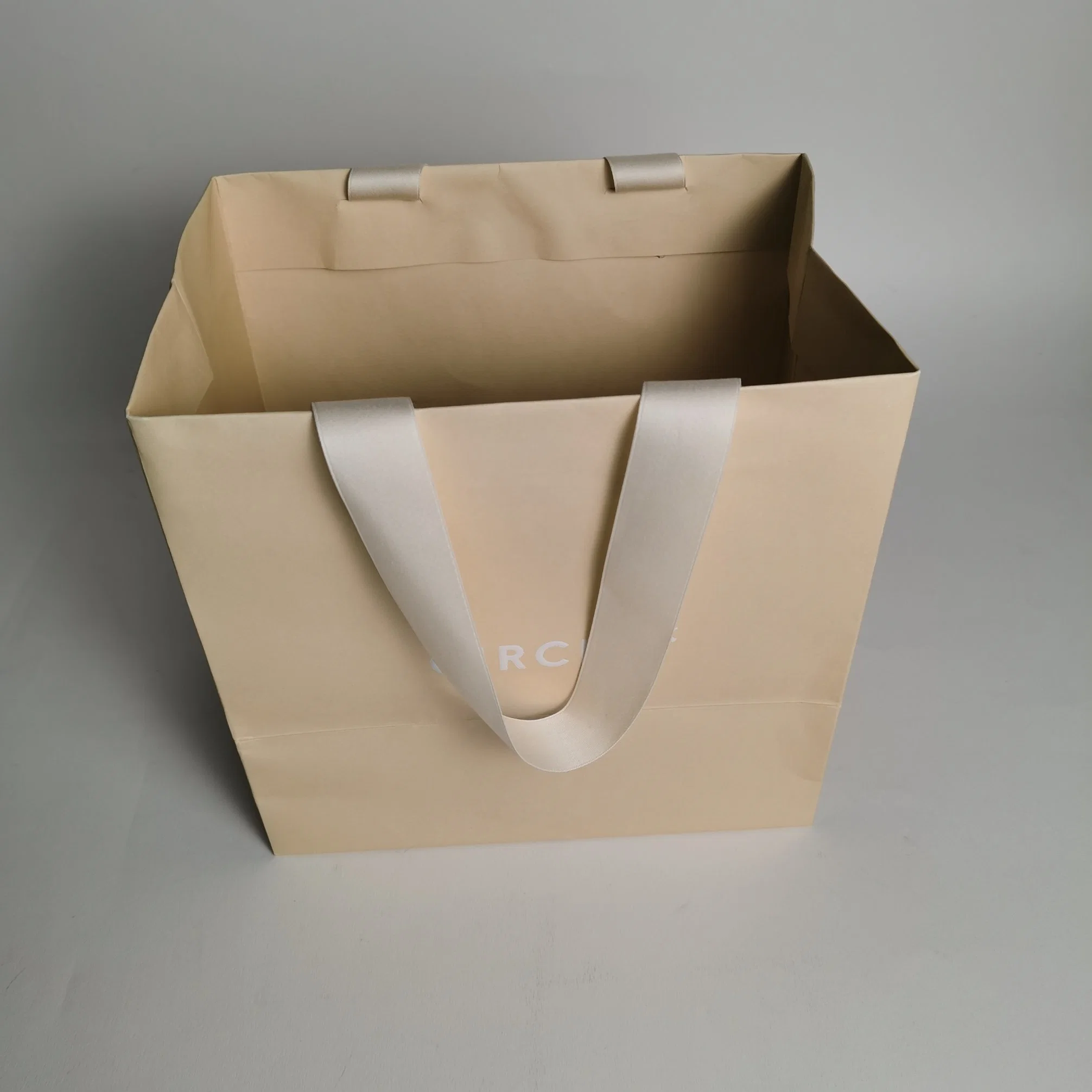 Custom Printed Your Logo White Brown Kraft Gift with Handles