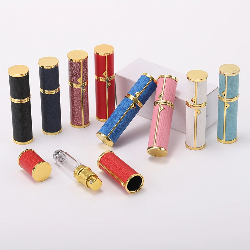 5ml Leather Mini Travel Size Perfume Refillable Atomizer with Bottom-Filling Valve Spray Bottles Refill Black White Sprayer