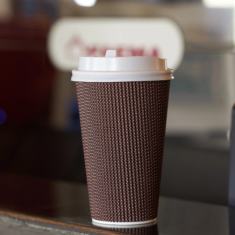 Disposable and Portable Eco-Friendly Ripple Wall Paper Cup for Tea Coffee