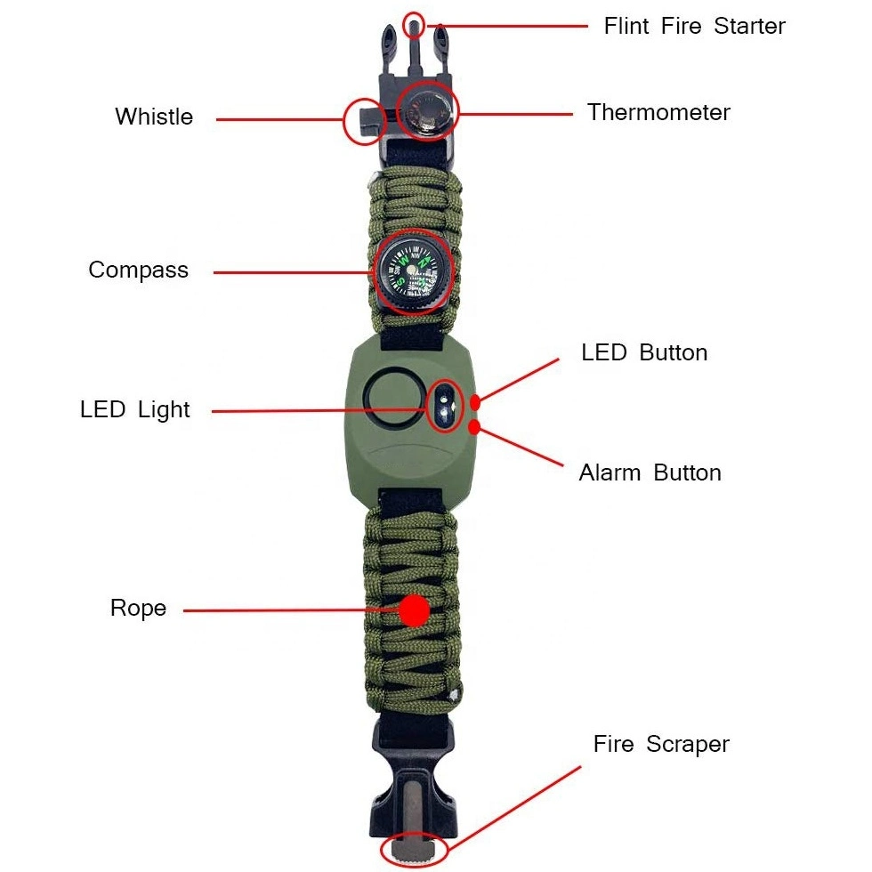 D'urgence Trousse de survie Paracord Bracelet 130dB Safesound Alarmes Alarmes personnelles portable