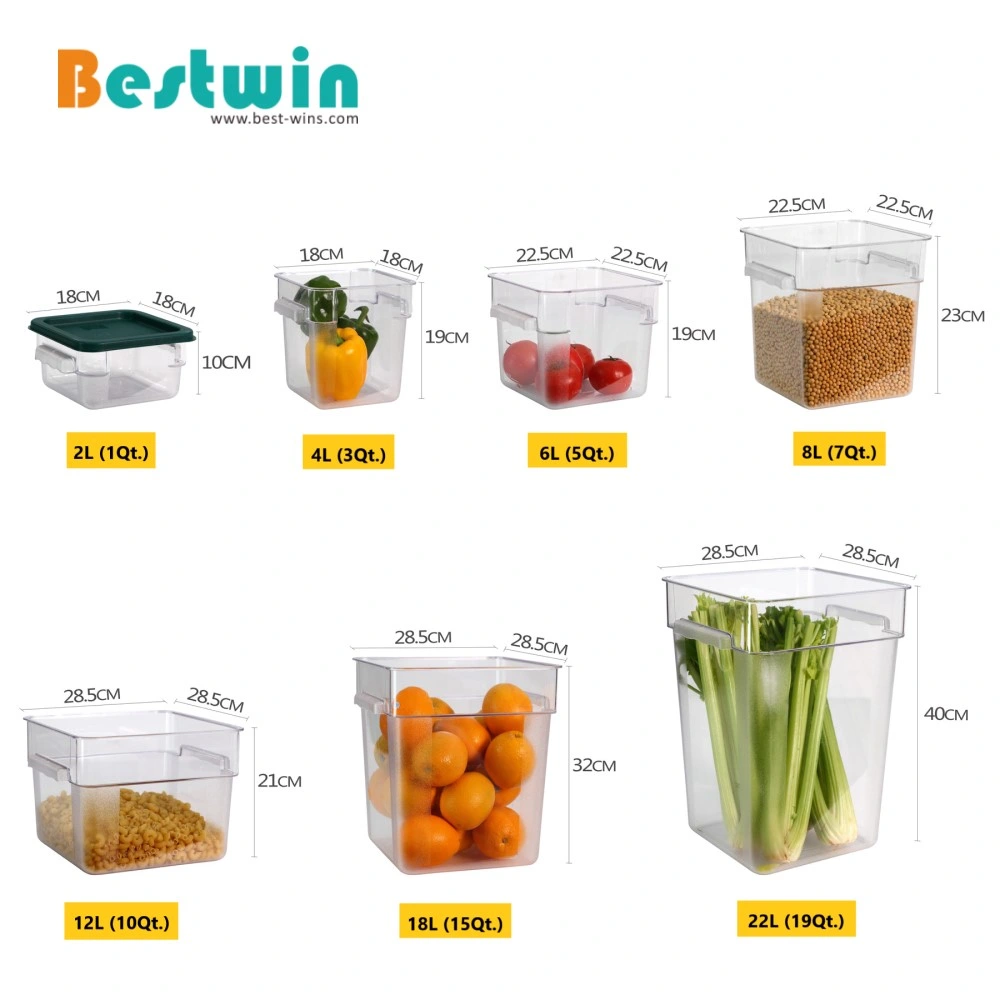 12L/10qt. Square Plastic Vegetable Ingredient Bin Food Storage Container