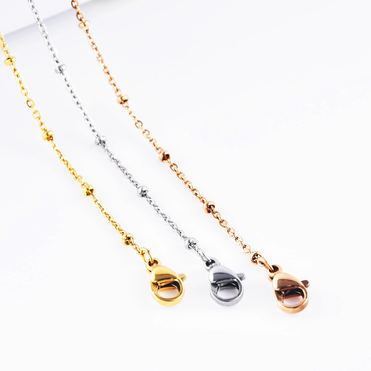 Fashion Jewelry Imitation Gold Plated Rose Gold Stainless Steel Anklet Bracelet Jewellery Making Chain Necklace