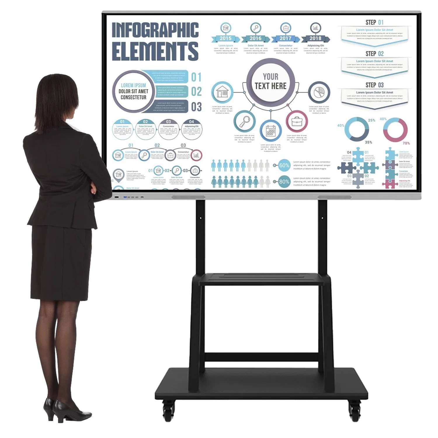 55 65 75 86 Inch LCD Touch Screen All in One PC Whiteboard Interactive Flat Panel for Education Meeting Conference