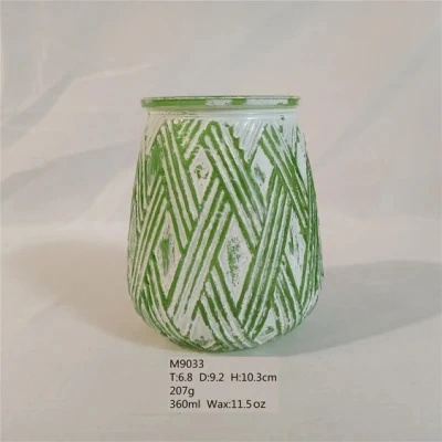 Copo de cera em forma de panela/suporte de vela de vidro/frasco difusor de vidro/difusor verde vertical Decoração com riscas