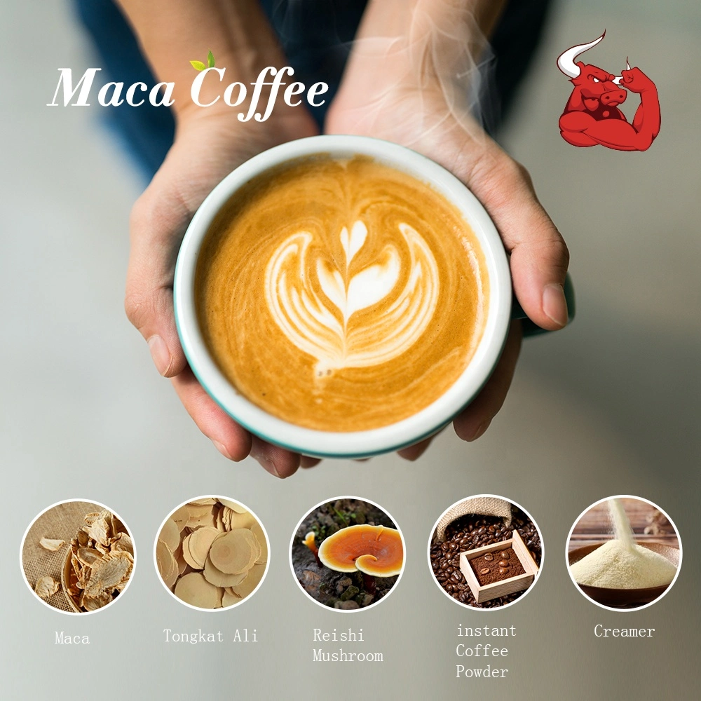 Ganoderma lucidum de hierbas de café fuerte Tongkat Ali el alargamiento del pene para el hombre de café instantáneo Maca Healthcare Supplemen