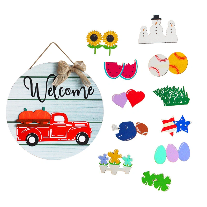 Wooden Door Plate Holiday Welcome Card