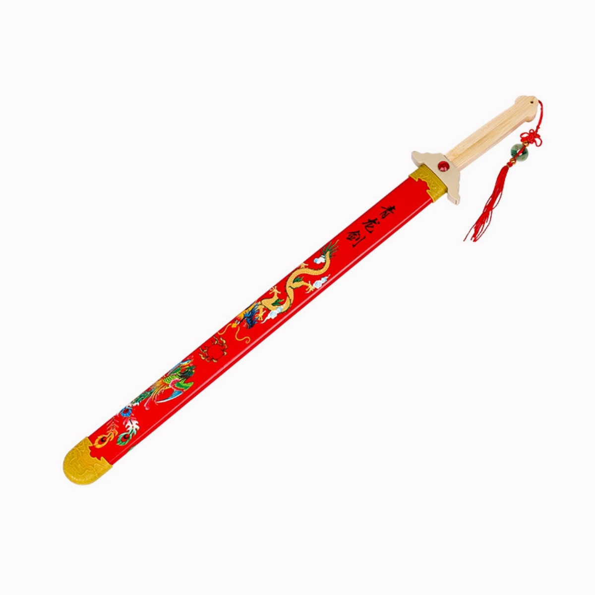 Épée en bois Rouge Vert Dragon Sword Practice Performance accessoires Scenic Artisanat