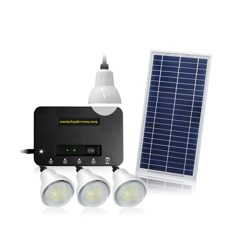 Compacta de 8 W de Energía Solar Kit para 2 a 4 habitaciones y de carga 1 Teléfono