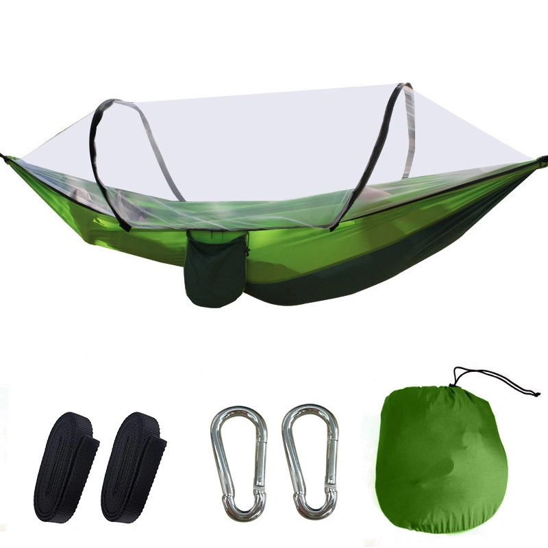 2 personas al aire libre Swing árbol Parachute Mosquitera cama ultraligera Rosa Nylon plegable Camping Hambaca colgante