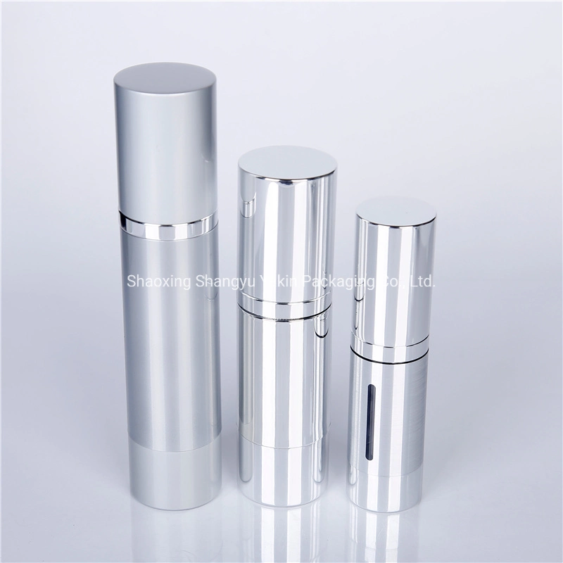 High quality/High cost performance Aluminum Silver Airless Pump Bottle Cosmetic Airless Bottle