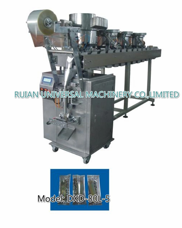 Hardware Screw Fastener Bag Packaging Machine with 5 Bowls Dxd-80L-5