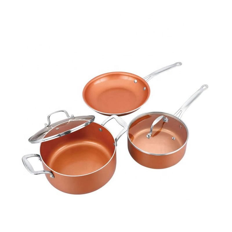 Anti-adherente de cobre de 5 piezas Conjunto de utensilios de cocina